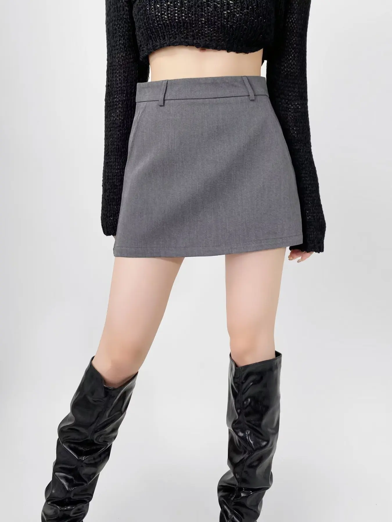 Women's High Waist Suit Mini Skirt, Solid, Elegant Office Wear, Chic Business, Perfect for Professional Settings, Stylish Daily Dress, Bottoms