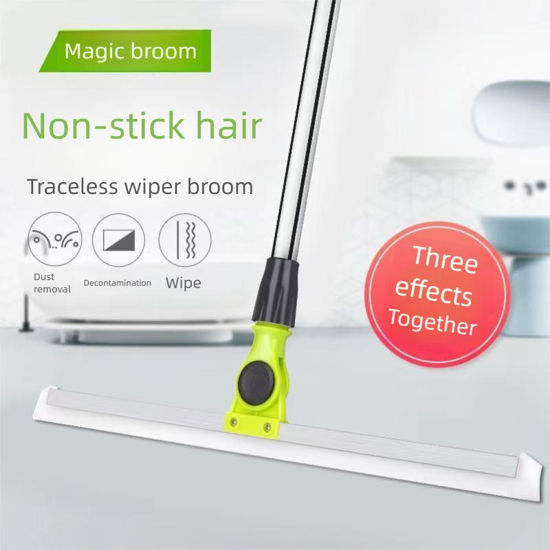 Multifunction Floor Squeegee Broom for Pet Hair Removal, Silicone Magic-Style Broom for Floor Cleaning, 59.05" Long Handle for Level Ground,Bathroom Tile, Hardwood Floors, Liquid Spills, Fine Dust