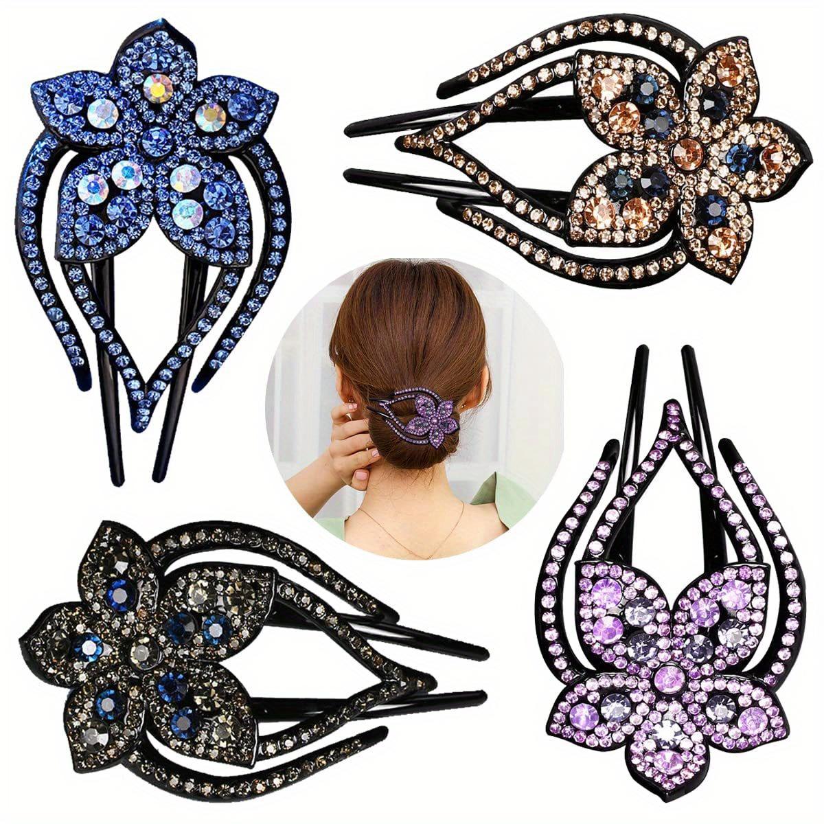 4pcs Korean style heart-shaped ponytail flower duckbill hair clip, suitable for Women's daily gatherings, banquets, festivals, parties, wearing as a gift and an affordable choice