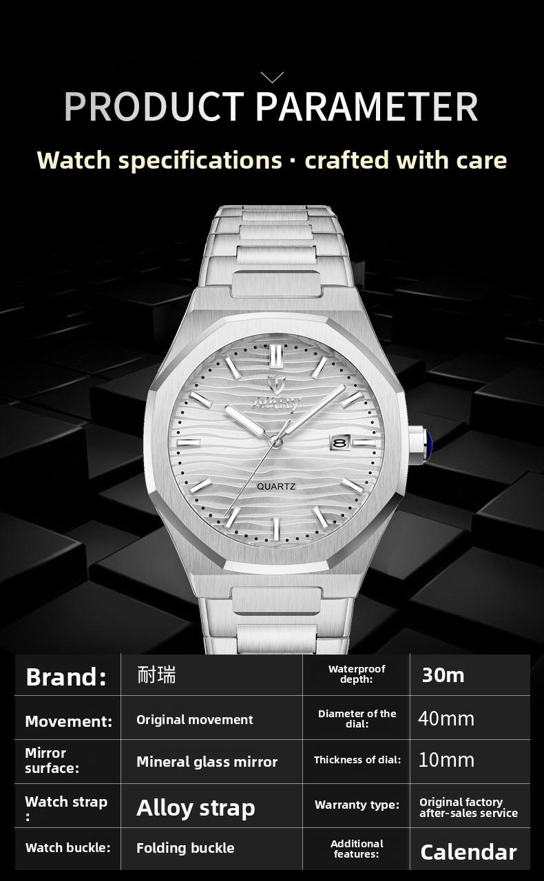 Men's Luxury Gold Octagonal Quartz Watch - Green Textured Dial with Date Display, Stainless Steel Band, Luminous Hands, Business Casual Dress Wristwatch, Perfect Gift for Him