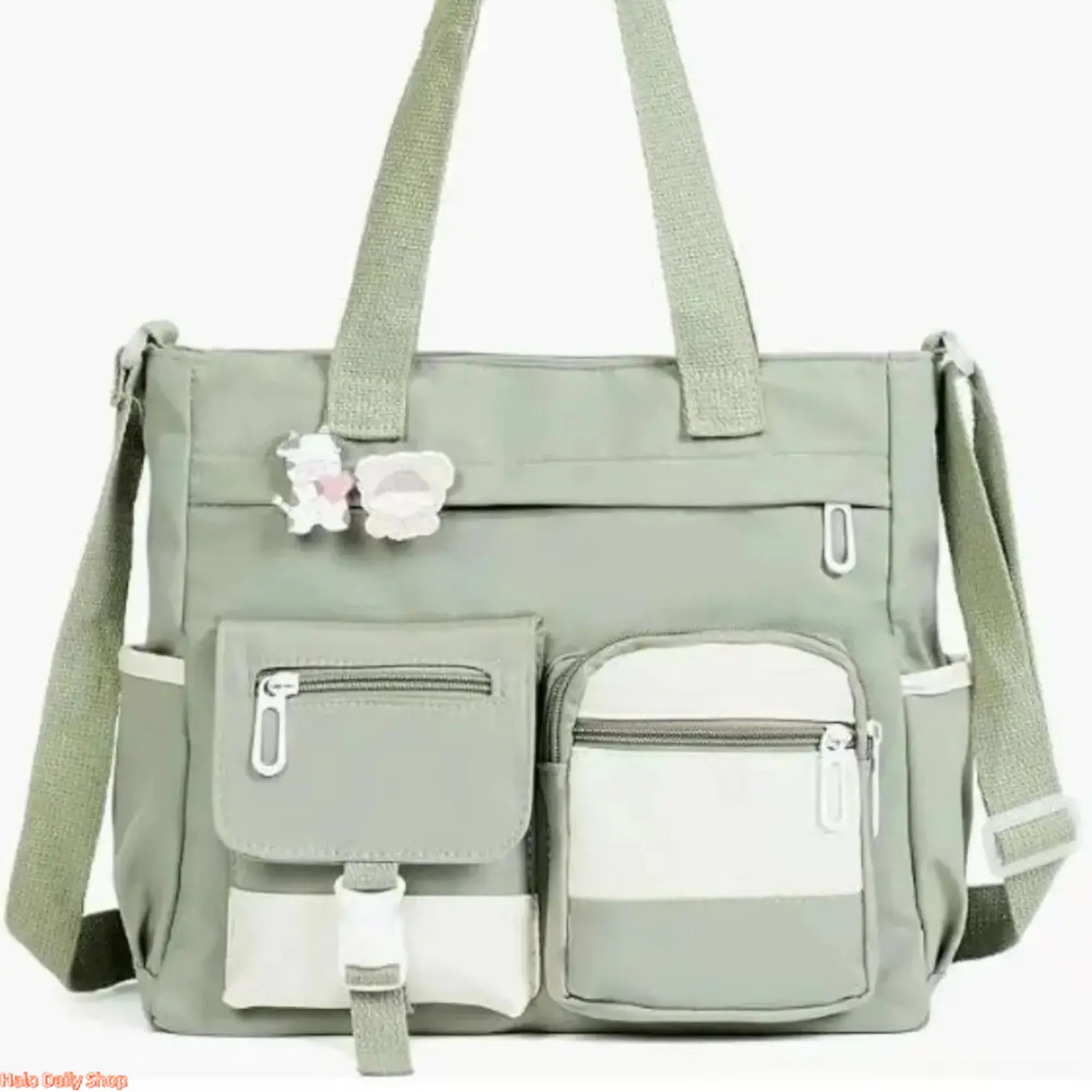 Waterproof Oxford Nylon Large Capacity Tote Bag, Color Block Multi Pocket Detachable Strap Crossbody Shoulder Handbag for Student School Daily Commute, Tote Bags For School, Bags For Women