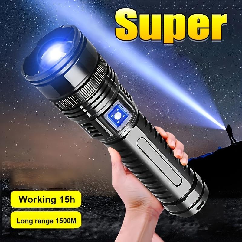Hoodink 2-in-1 Strong Flashlight (Power Bank), Digital display of power, Rechargeable, Zoomable, Waterproof, Adjustable Brightness Flash Light for Outdoor, Emergency, Camping Accessories，Fishing Garden Lighting Night security Garage Lighting