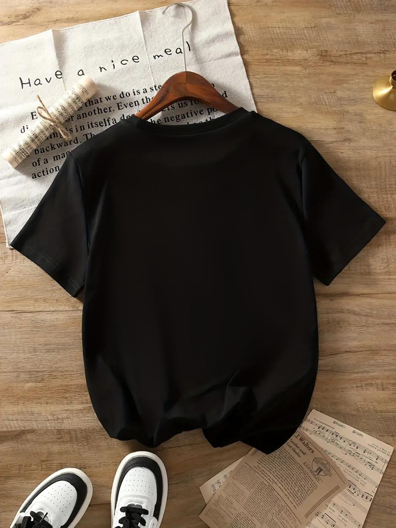 Women's Letter Print Round Neck Tee, Fashion Casual Crew Neck Short Sleeve T-shirt for Daily Holiday Vacation Outdoor Wear, Ladies Clothes for All Seasons