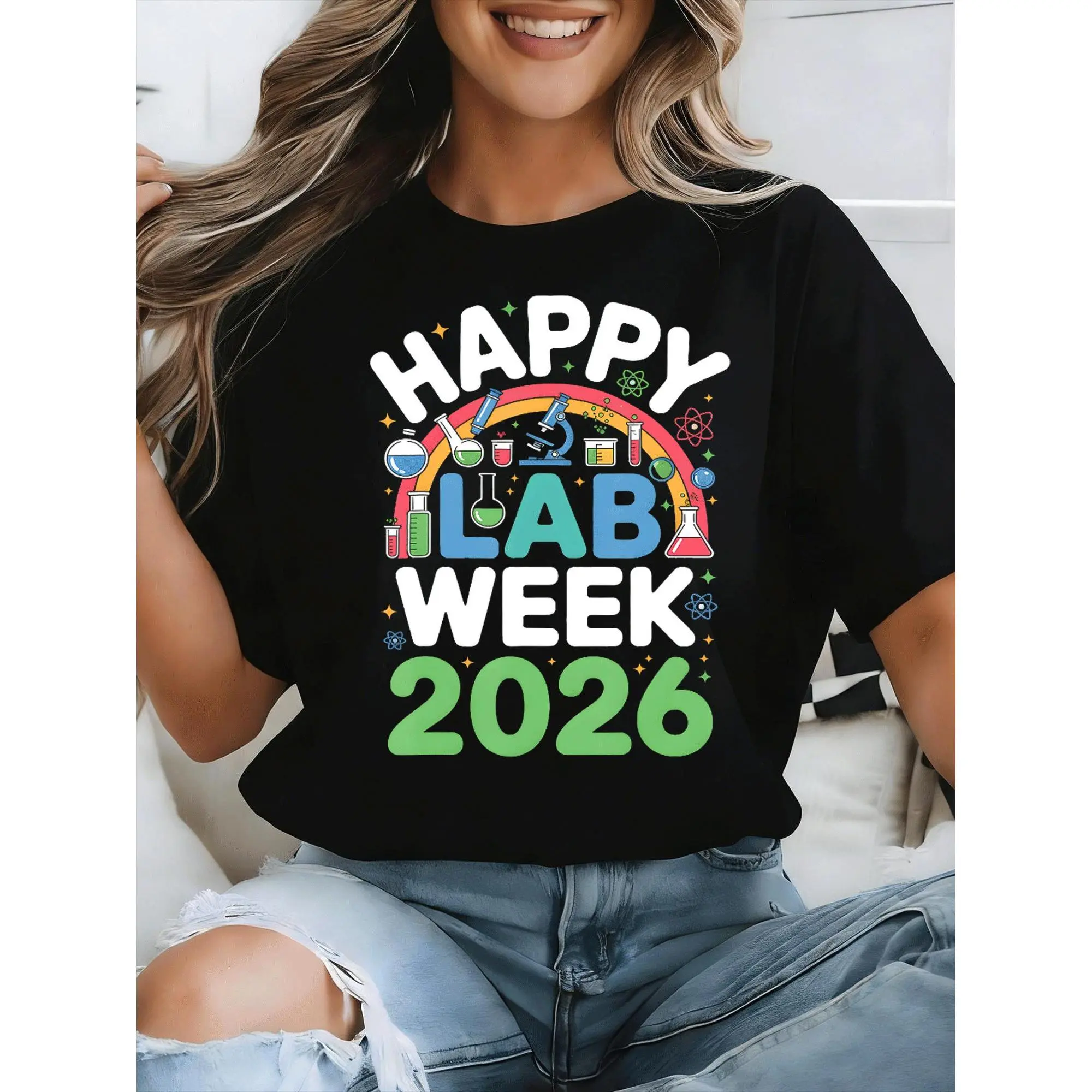Happy Lab Week 2026 Medical Laboratory Scientist T-Shirt for Men Women Unisex All Season T-Shirt, 180G