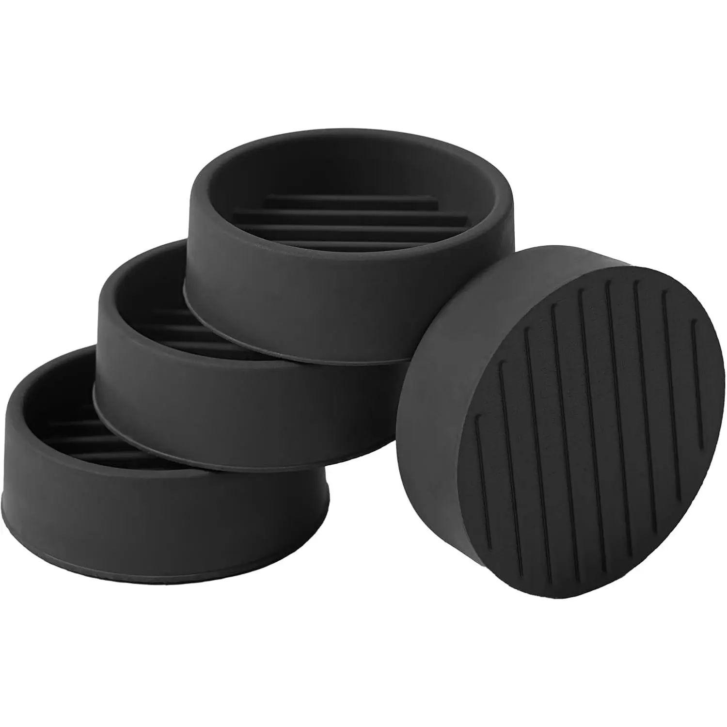 Rubber Furniture Caster Cups, Non-Slip Round Furniture Pads, 1.5" | Inner & Outer Anti-Slip Texture Helps Keep Beds and Couches from Sliding While Protecting Hardwood, Tile & Other Floors