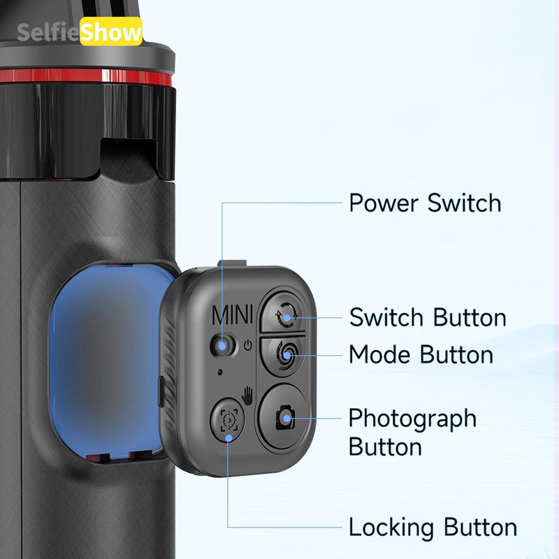 SELFIESHOW Multifunctional Stabilizer Tripod Selfie Stick, Face Tracking Selfie Stick with Remote Control, Camera Stand, Adjustable Selfie Accessories, Gimbal Stabilizer, Tripod Standing Photo, Black