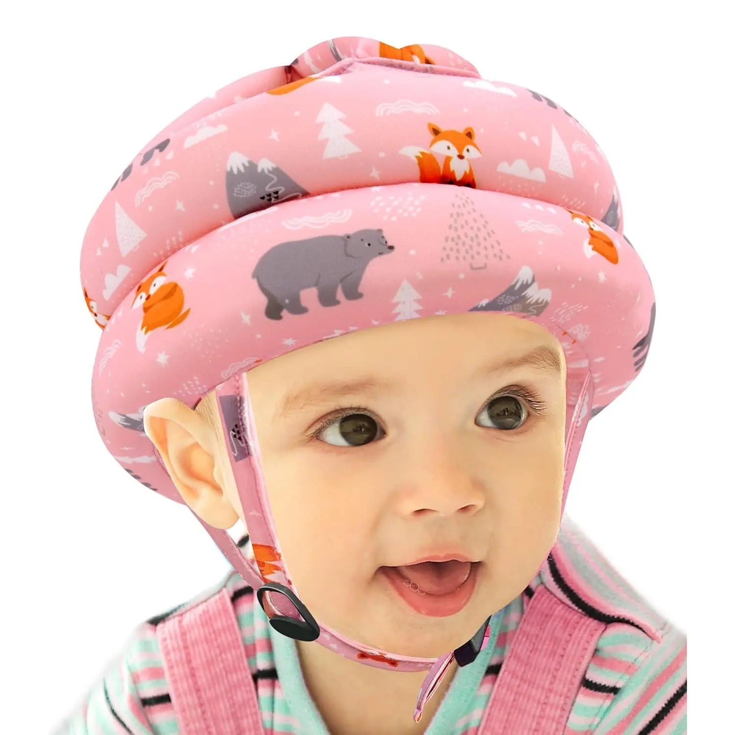 Baby Helmet  Crawling Walking I Baby Head Protector No Bumps and Soft Cushion Infant Baby Safety Headguard  Learning to Walk I Toddler Helmets 1-2 Years Old, 6-12 Months (Pink Fox)