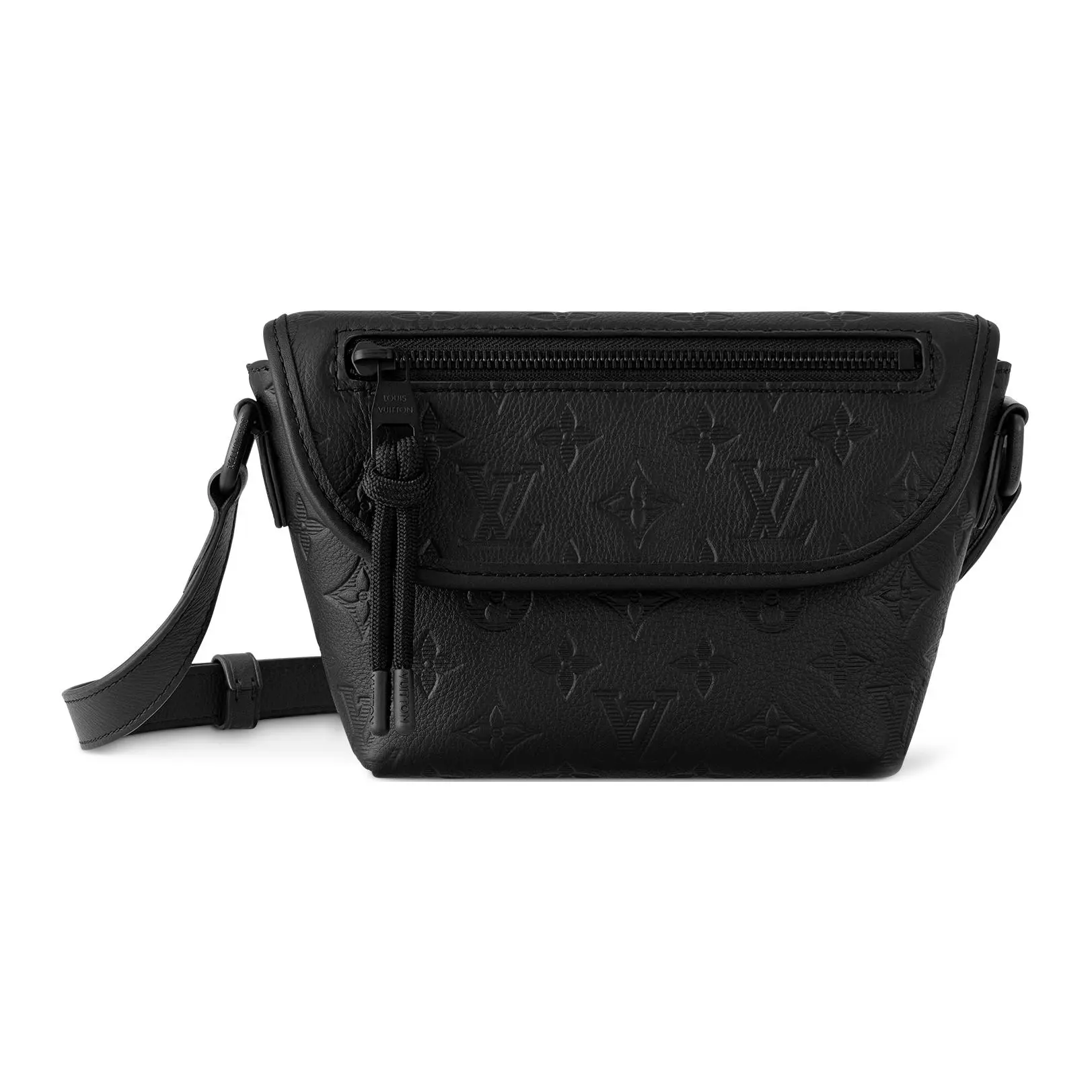 Louis Vuitton Pulse Embossed Adjustable Leather Crossbody Bag for Men and Women, Black