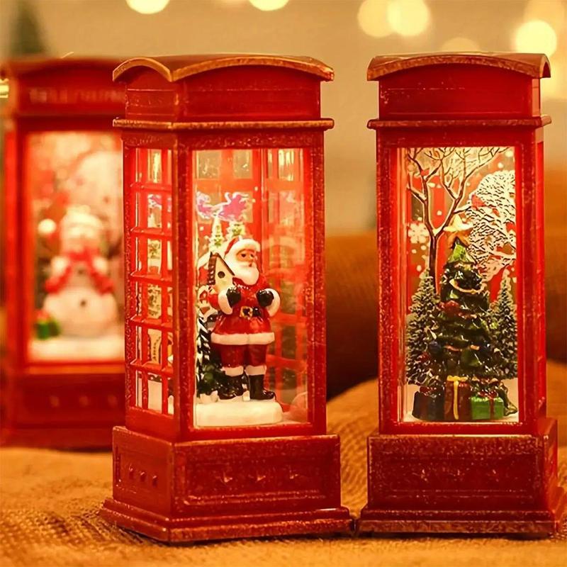 Battery Powered Phone Booth Decoration, 3 Counts/set LED Light Phone Booth Ornament, Decorative Light for Home Party Festival, Battery Included, Christmas Tree