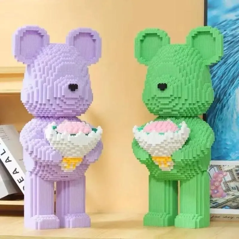 48cm Flower Violent Bear Huge  Building Block  Children's Toys with Small Particles Bricks 3D Model Children's Adult Gift
