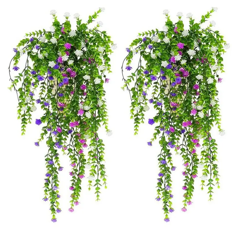 Three Color Floral Vine String, Trendy Rustic Room Decor, Bedroom Wall, Wedding Arch, Balcony Outdoor Spring Party Background, Artificial Plants