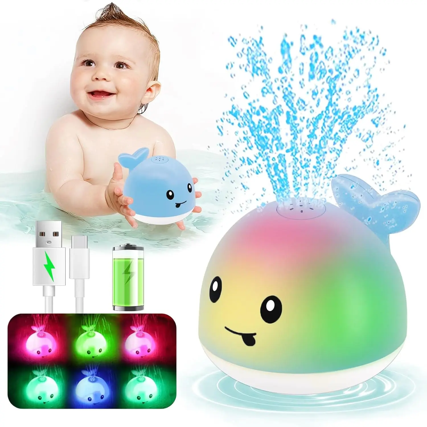 Bath Toys for Babies 6-12 Months - Water Table Accessories Pool Toys for Toddlers 1-3 - Light Up Whale Bath Toy Sprinkler - Bathtub Bathtime Fountain Baby Shower Toy 1st Birthday Girls Boys Giftsfidget toys