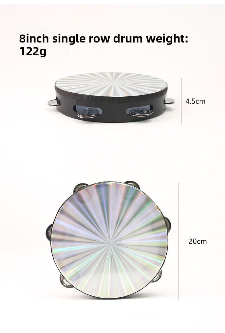Percussion Instrument 8inch 10inch Laser Double Row Hand Tambourine Kindergarten Early Education Hand Drum Children's Dance Hand Drum