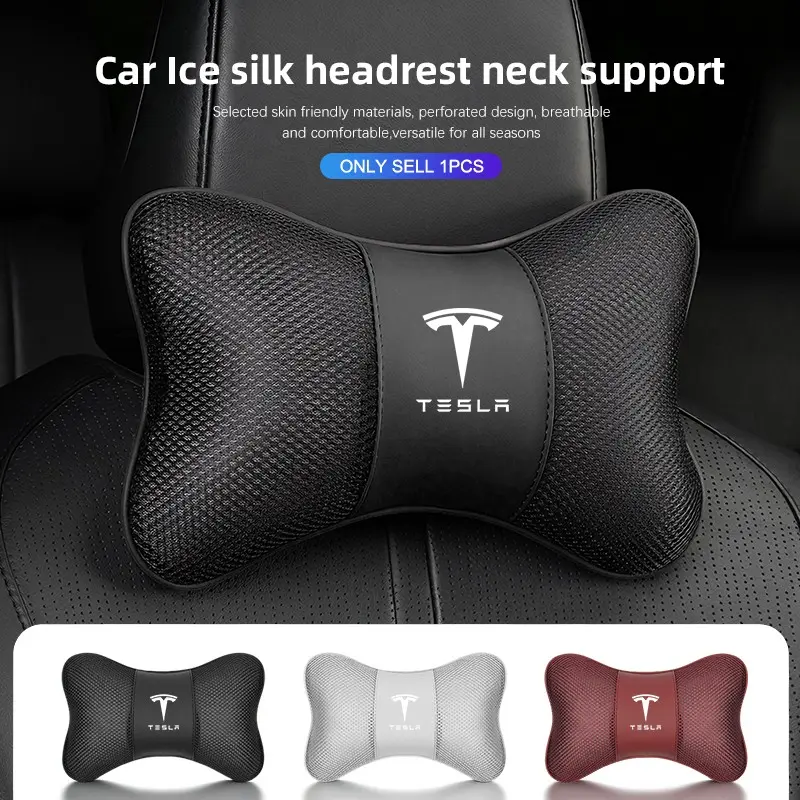 Ice Silk Car Seat Headrest Neck Pillow For Tesla Model 3 Model S Model X Model Y Roadster SpaceX