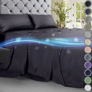 Cooling Sheets Queen Set 4pcs - Luxurious & Ultra-Soft Cooling Bed Sheets Queen Size for Hot Sleepers - Comfortable Bamboo Viscose Microfiber Queen Bed Sheets Set Cooling (Graphite)