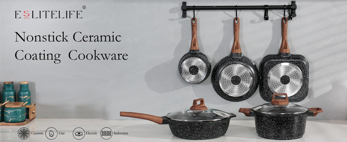 11 Inch Crepe Pan with Spreader, Nonstick Ceramic Flat Skillet Dosa Tawa Comales Para Tortillas Pancake Pan, PTFE & PFOA Free, Black