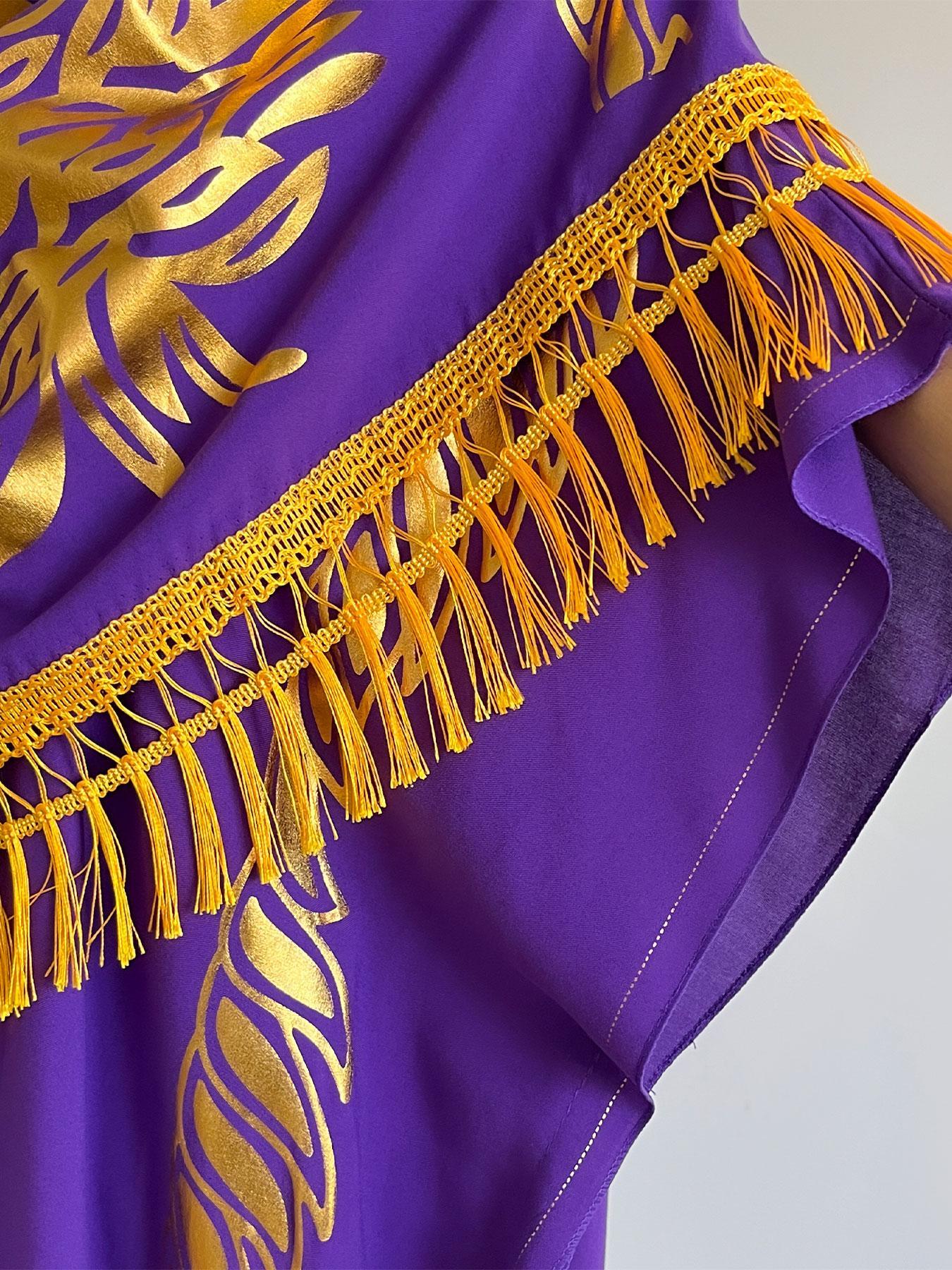 Women's Ethnic Pattern Long Sleeve Cape Dress, Boho Casual Shawl Collar Long Dress for Beach Vacation Holiday, Ladies Clothes for All Seasons, Boho Caftan, Boho Casual Kaftan