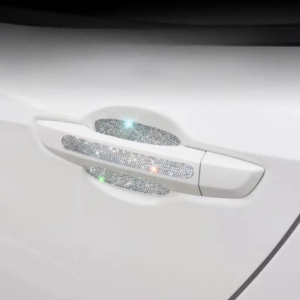 Rhinestone Car Door Handle Sticker – Shiny Protective Decal for Car Exterior, Stylish Accessory for Women