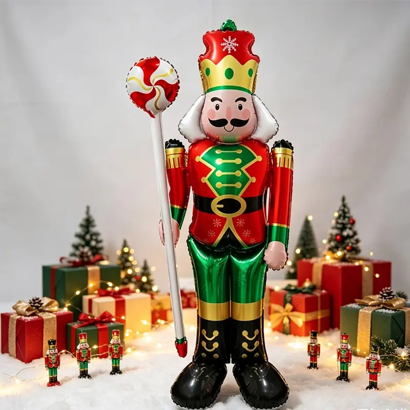Large Self-Standing Christmas Lollipop Soldier Balloon, Indoor Outdoor Party Decor, Winter Festival Shop Window Display, New Year Home Decoration