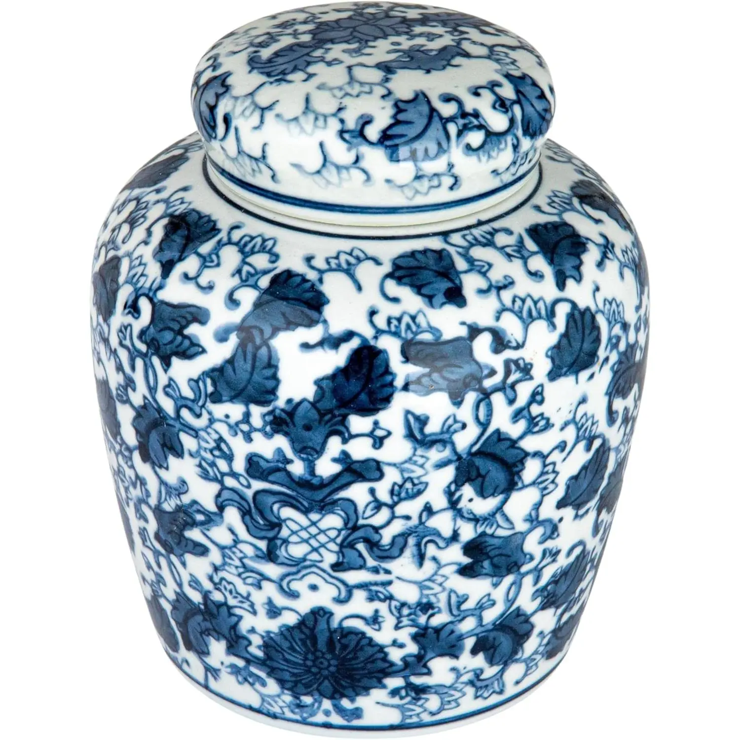 Blue & White Ceramic Ginger Jar with Lid