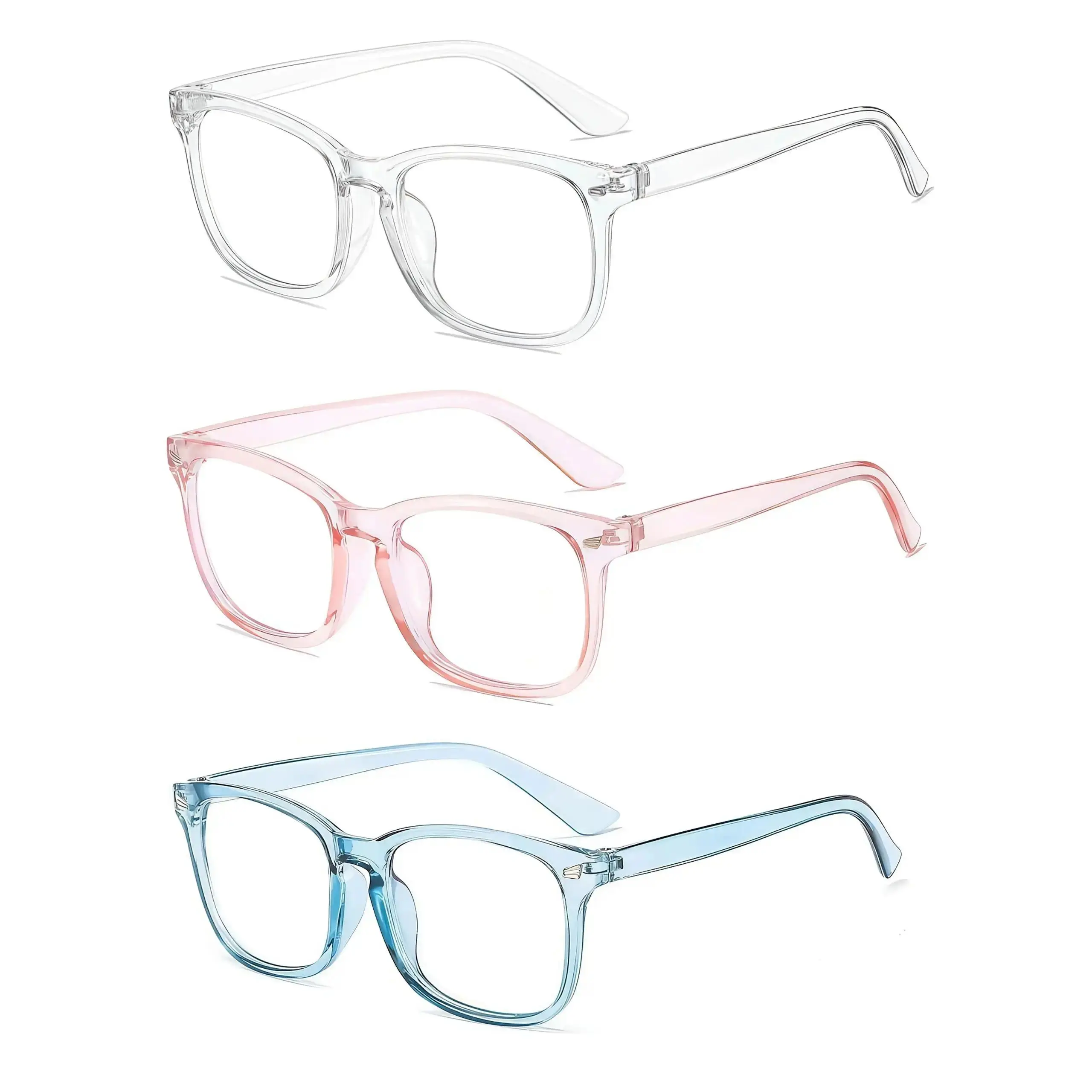 3 Pairs Ultra-Light Candy-Colored Artistic Fashion Glasses, Playful Trendy Decorative Eyewear, Lightweight Frames Suitable for Daily Casual Wear, Daily Outfit Matching and Unique Fun Styling Looks