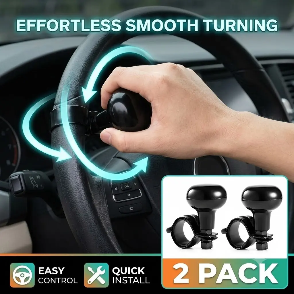 New Car Steering Wheel Assist Ball, 2-Piece Rotating Knob, 360-Degree Rotation, for Cars, Trucks, Tractors, Boats, Golf Carts