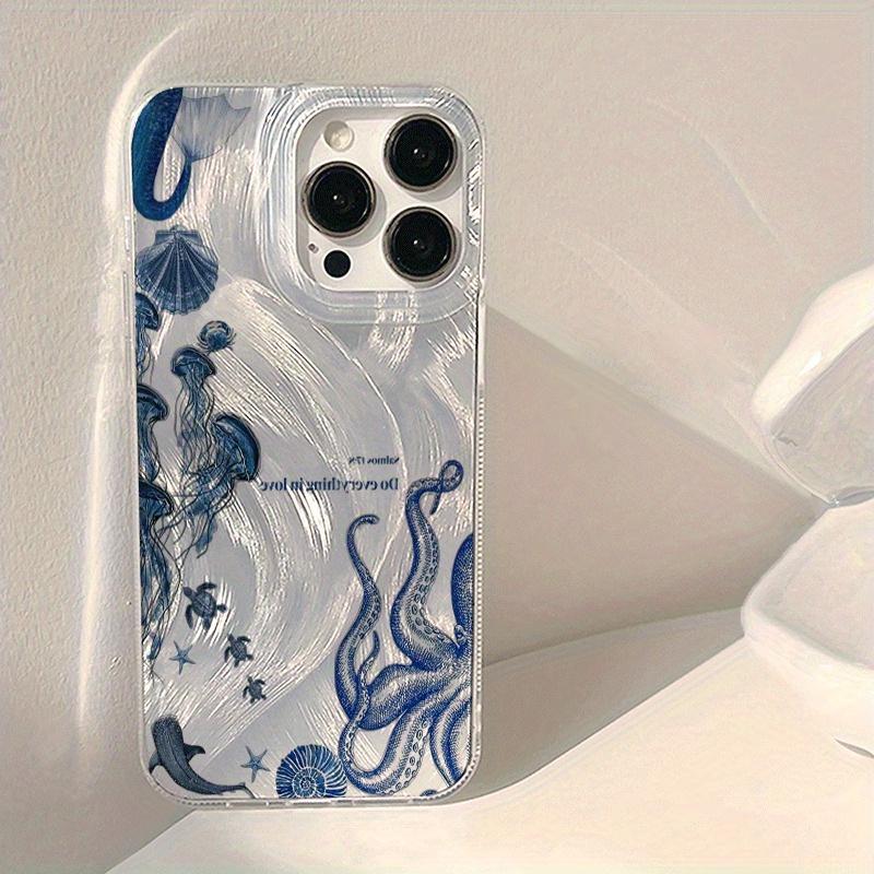 Little Octopus Jellyfish New Acrylic Feather Tulle Phone Case, Easter gift, birthday, for girlfriend, boyfriend, friend, or yourself, suitable for iPhone 17 16 15 14 13 12 11 X XS XSMAX, a holiday gift for friends, family, and yourself