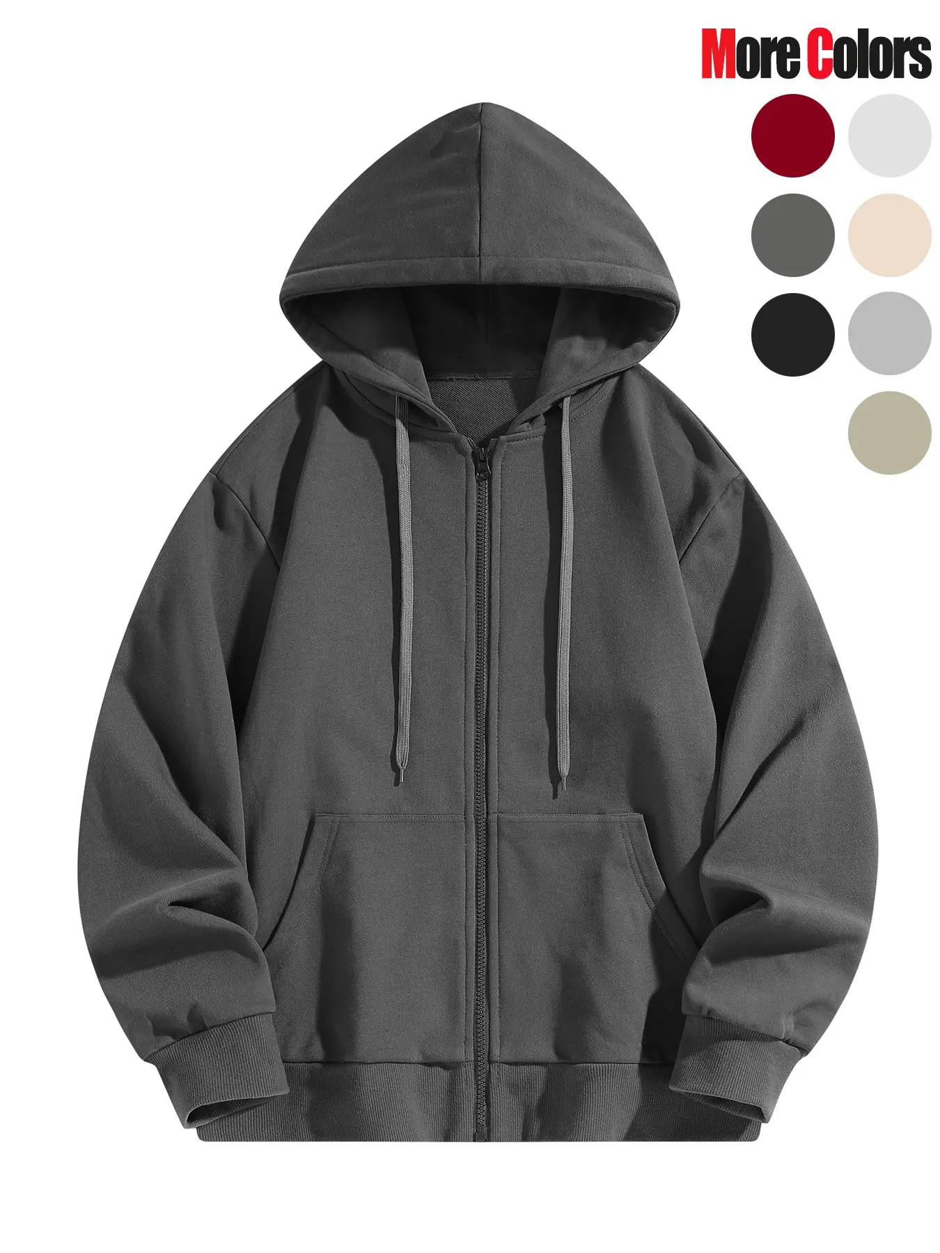 Men's Couple Matching Casual Loose Breathable Solid Color Hooded Zip-up Sweatshirt Jacket, Athletic Hoodies, Versatile Durable Wrinkle Proof Cotton-like Comfortable Outdoor Knitwear Top Ideal for Daily Commute Gym Workout Daily Outfits