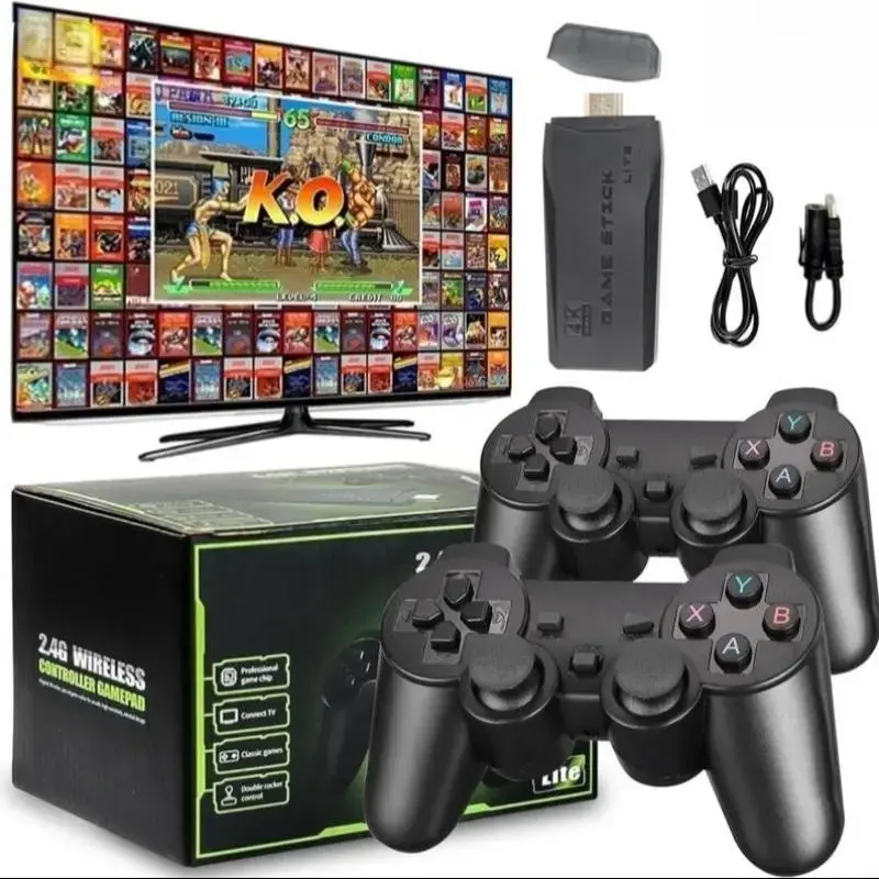 4K Wireless Retro Game Console Nostalgia Stick 20000 Games Plug and Play HDMI Output Portable Gaming System