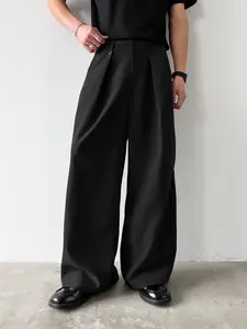 Men's High-Waisted Wide-Leg Suit Pants, Casual Business Office Pants, Lightweight Wrinkle-Resistant, Spring Summer Fall Wear