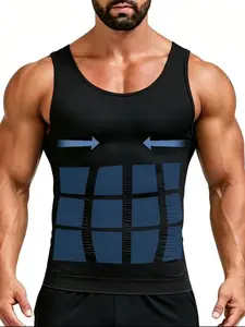 1 Count Men's Shaping Compression Vest, Workout Vests, High-Elasticity Athletic Shaping Top, Body Shaper And Back Support, Abdominal Control, Solid Color Sleeveless Breathable Tank Tops, Waist Trainer, Suitable For Various Occasions