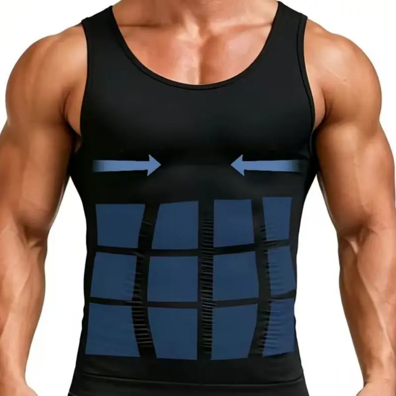 Men's Shaping Compression Vest, Body Shaper And Back Support, Abdominal Control, Solid Color Sleeveless Breathable Tank Tops, Waist Trainer, Sleeveless Sports Vest, Waist Training Vest, Suitable For Various Occasions