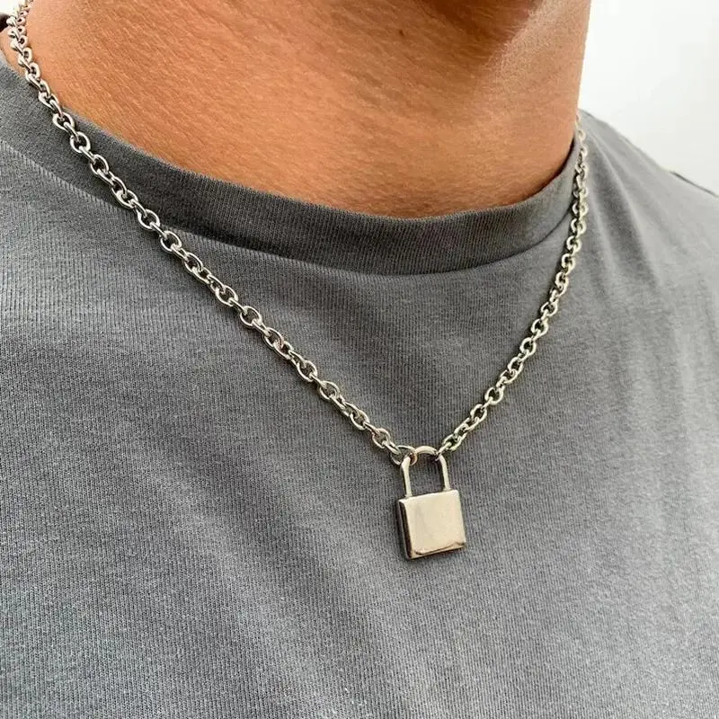 2023 Trend New Fashion Rock Punk Choker Chain with Lock Necklace for Women Man Gothic Padlock Pendant Jewelry PartyGiftwholesale