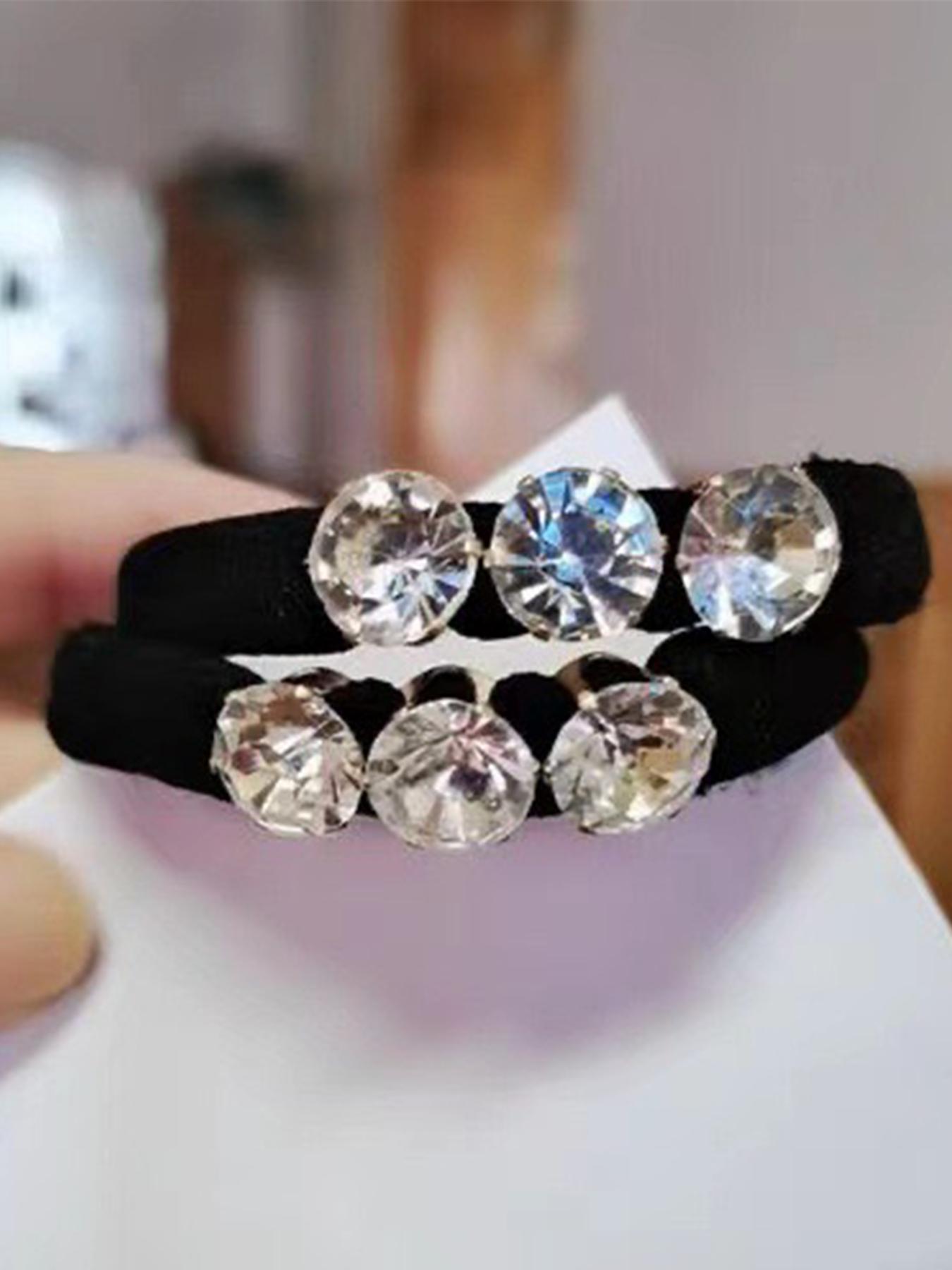 Rhinestone Decorated Hair Tie, High Elasticity Hair Tie, Fashion Hair Accessories for Women & Girls, Minimalist Headwear Suitable for Thick Hair, Elastic Hair Accessory