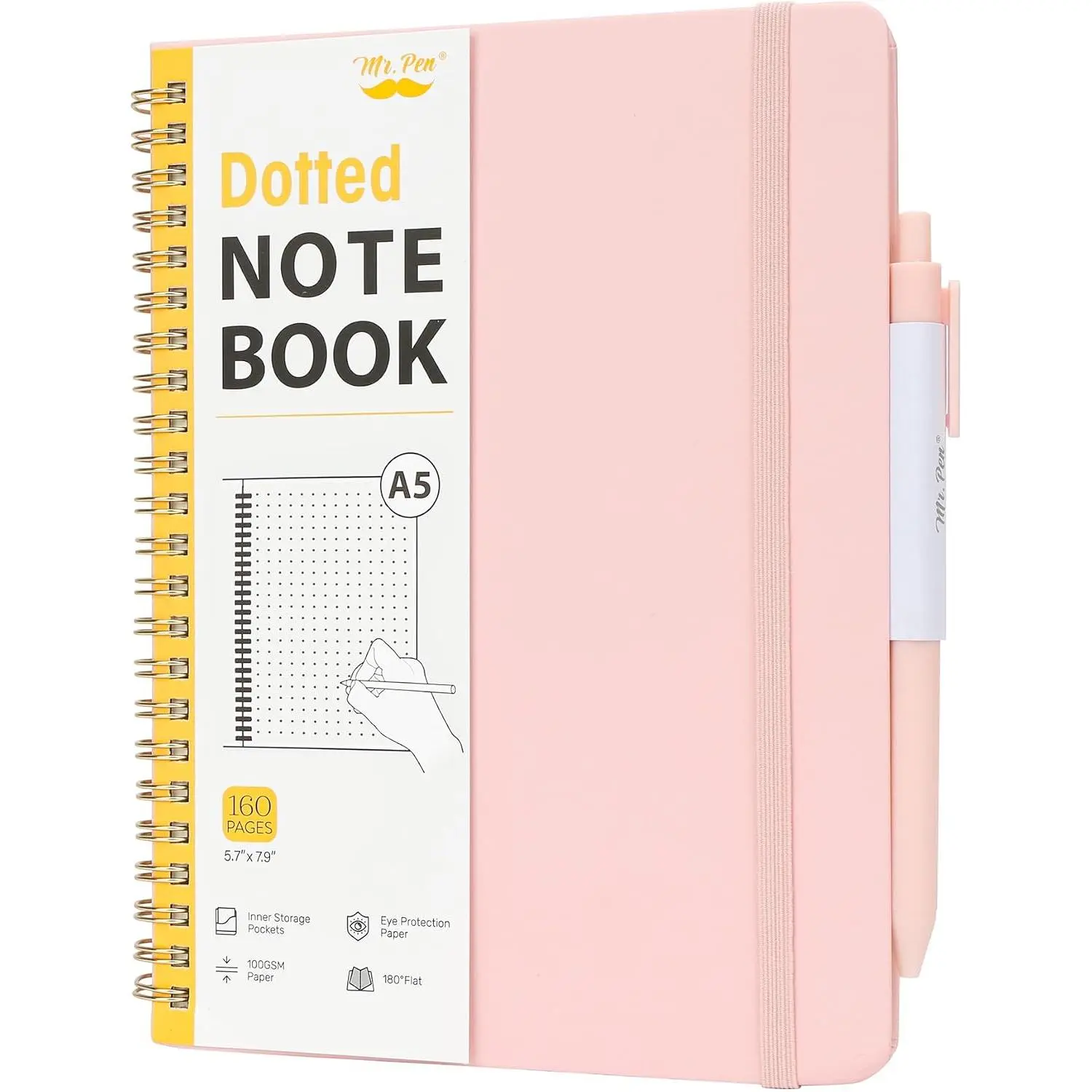 - Dotted Spiral Journal Notebook Set, A5 (5.7"x7.9"), 160 Pages | Hardcover, Spiral  Dotted Notebook with Divider Sticky Tabs and  for Journaling, Planning,