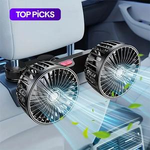 father's day gifts, mother's day gift, adjustable car backseat fan, 1 count summer essential double-head electric fan with seat clip, strong wind rear seat back 360 degrees rotation large air volume fan, men gifts, car ventilation tools