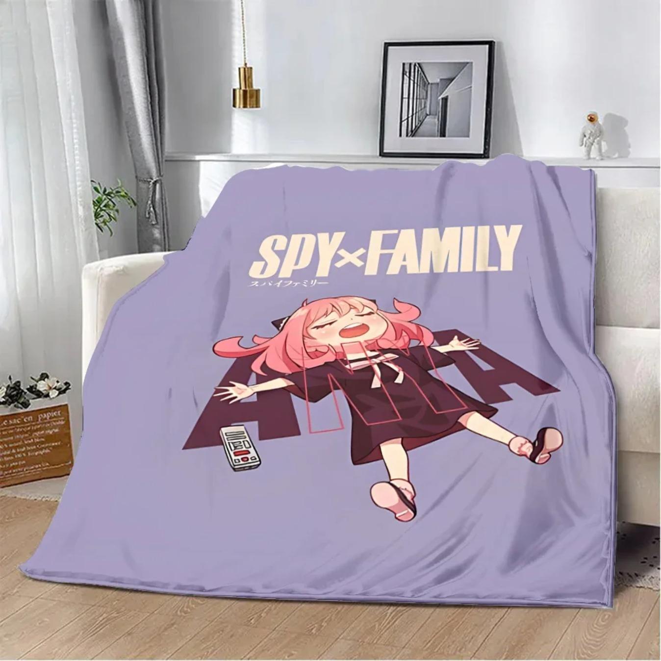Spy x Family Anime Cartoon Printed Flannel Blanket Soft Cozy Warm Throw Blanket for Sofa Bed Picnic Travel Home Decor Birthday Gift for Fans