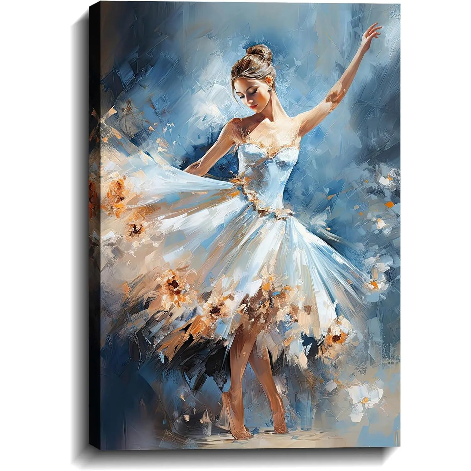 KPLUNDO Women Canvas Wall Art Ballet Girl Picture Dancer Painting Prints Blue Poster Vintage Artwork for Living Room Bedroom Office Home Wall Decor Ready to Hang(Art-5,12.00x18.00 inch)