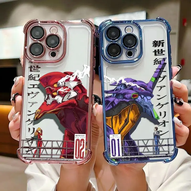 Anime Plating Phone Case for Anime E-Evangelions IPhone 17 Pro Max Air 16e 16 15 14 13 12 11 Pro Max Plus & Samsung Galaxy S25 Ultra S24 S23 S22 S21 Plus Anti-Fall Airabag Back Cover Animematte Hard Case Smartphone Cellphone
