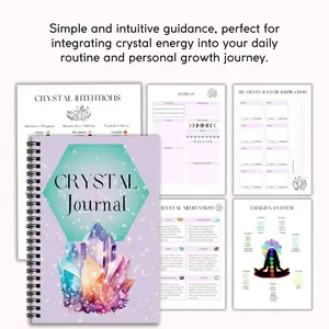 Crystal Meditation Log Book, Crystal Journal Notebook, Ideal for Mindfulness Practices, Elegant Design for Daily Reflections