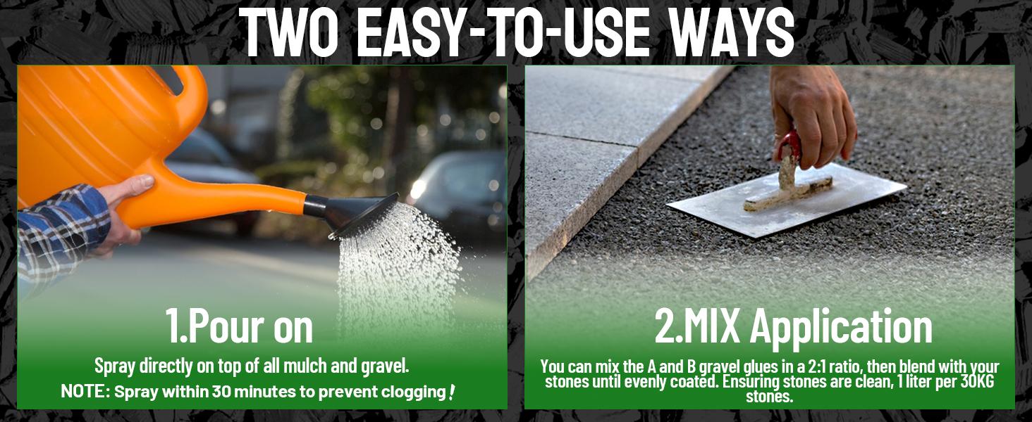 FUNEPOXY Waterproof Mulch Glue for Landscaping - Fast-Drying, Non-Toxic Rock Glue Binder for Garden, Stone & Mulch Compatible, Liquid Adhesive for Outdoor Use