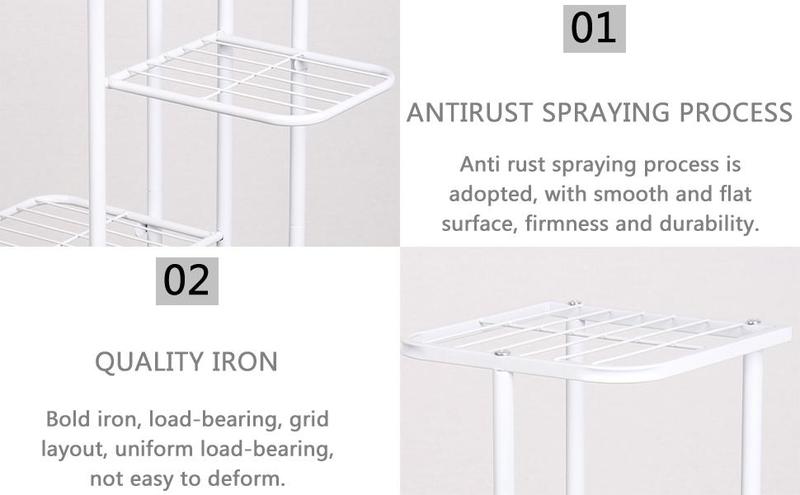 4 Tier 5 Pot Iron Flower Stand Darkgrey Simple Living Room Modern Indoor Bonsai Decoration Stand Green Radish Floor Multi-layer Storage Rack Deals For You Days