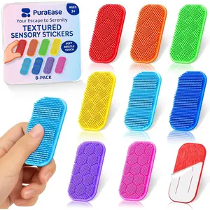 Bristle Tactile Sensory Stickers – 8PC Soft & Gentle Textured Fidget Strips for Kids & Adults – Calm Strips for Autism, ADHD, Anxiety Relief – Quiet Fidget Toys for School, Classroom, Desk & Gifts