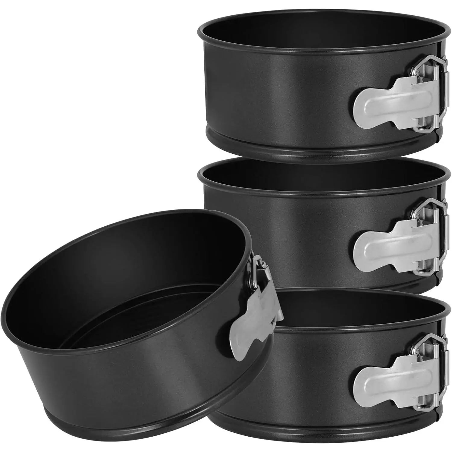4pcs 6 inch springform pan, spring form pan for cheesecake with a detachable bottom, cake molds suitable for baking kitchens（black）
