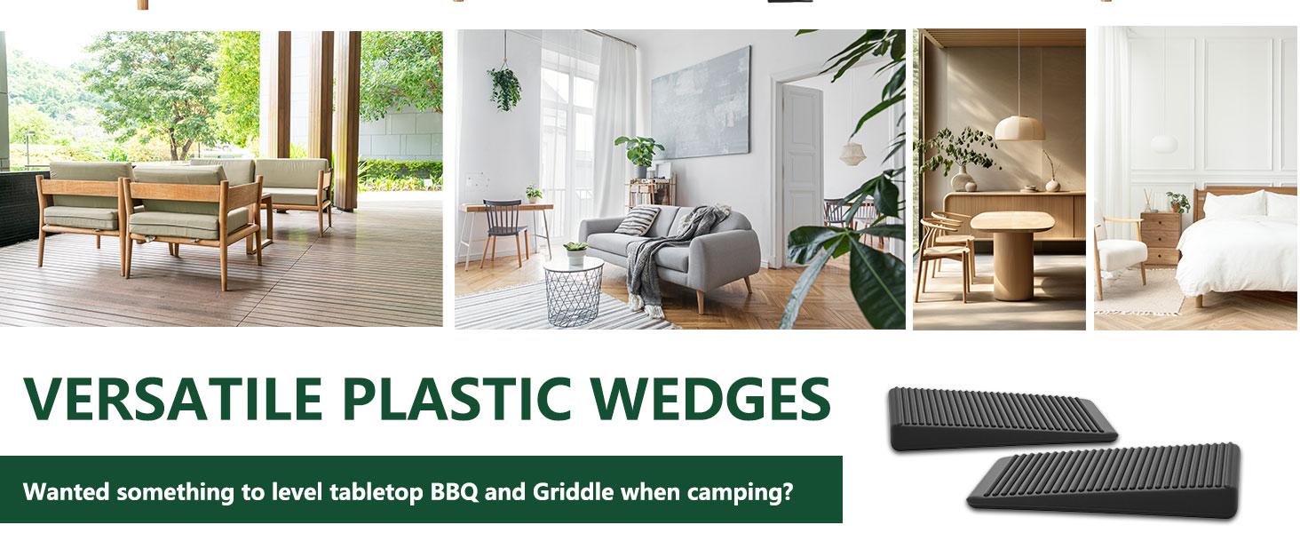 Furniture Levelers, Flexible Plastic Shims Furniture Leveling Wedge Shims Anti-Wobble Pad for Chair Table Couch Bed Toilet for Home Improvement (Black, 20 Pack)