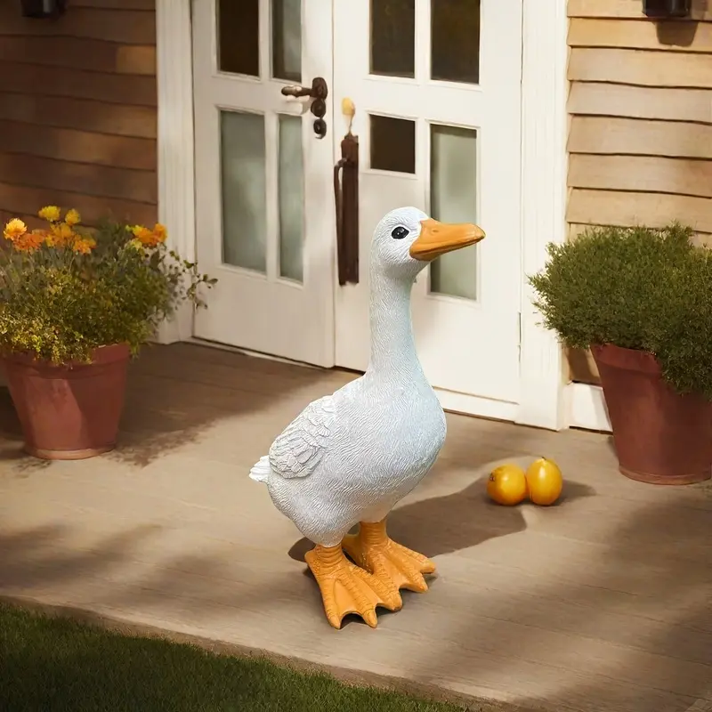 1pc Country Style Resin Goose Statue - Realistic Feather Design Yard Decor | Rustic Farmhouse Style | Weather-Resistant Outdoor Ornament | Thanksgiving Mother'S Day Gift Garden Statue