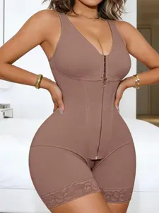 1 Count Butt Lifter Thigh Slimming Zipper Hip Enhancer Colombian Women's Tummy Control Shapewear, Fajas, High Waist Bodysuit, High Compression Full Body Shaper, Underwear, Waist Trainer, Fitness Girdle, Suitable For Training Or Sports