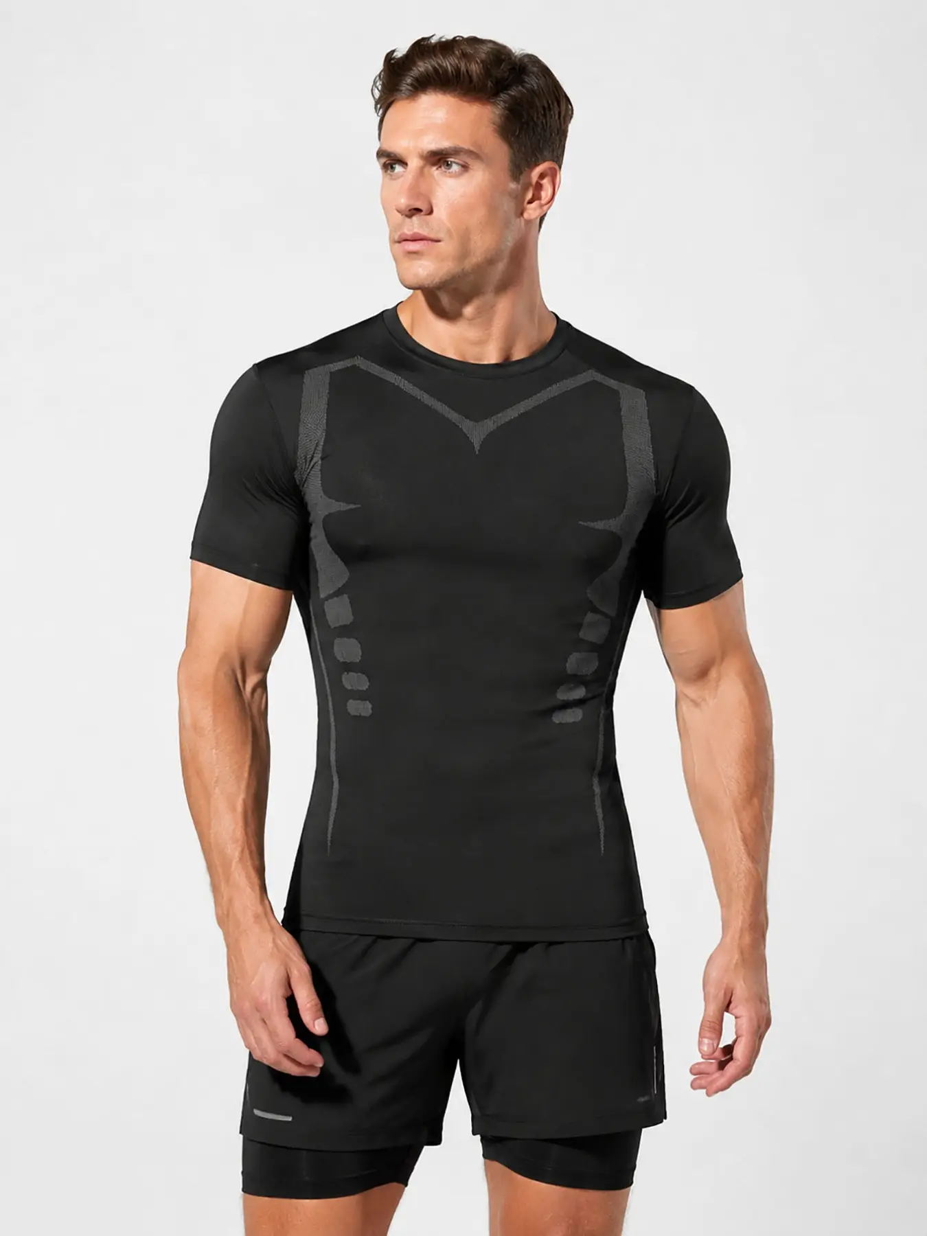 Men's Outdoor Sports Summer Running Fitness Track Marathon Tight Stretch Breathable Quick-Dry Sportswear, Comfortable and Durable Design