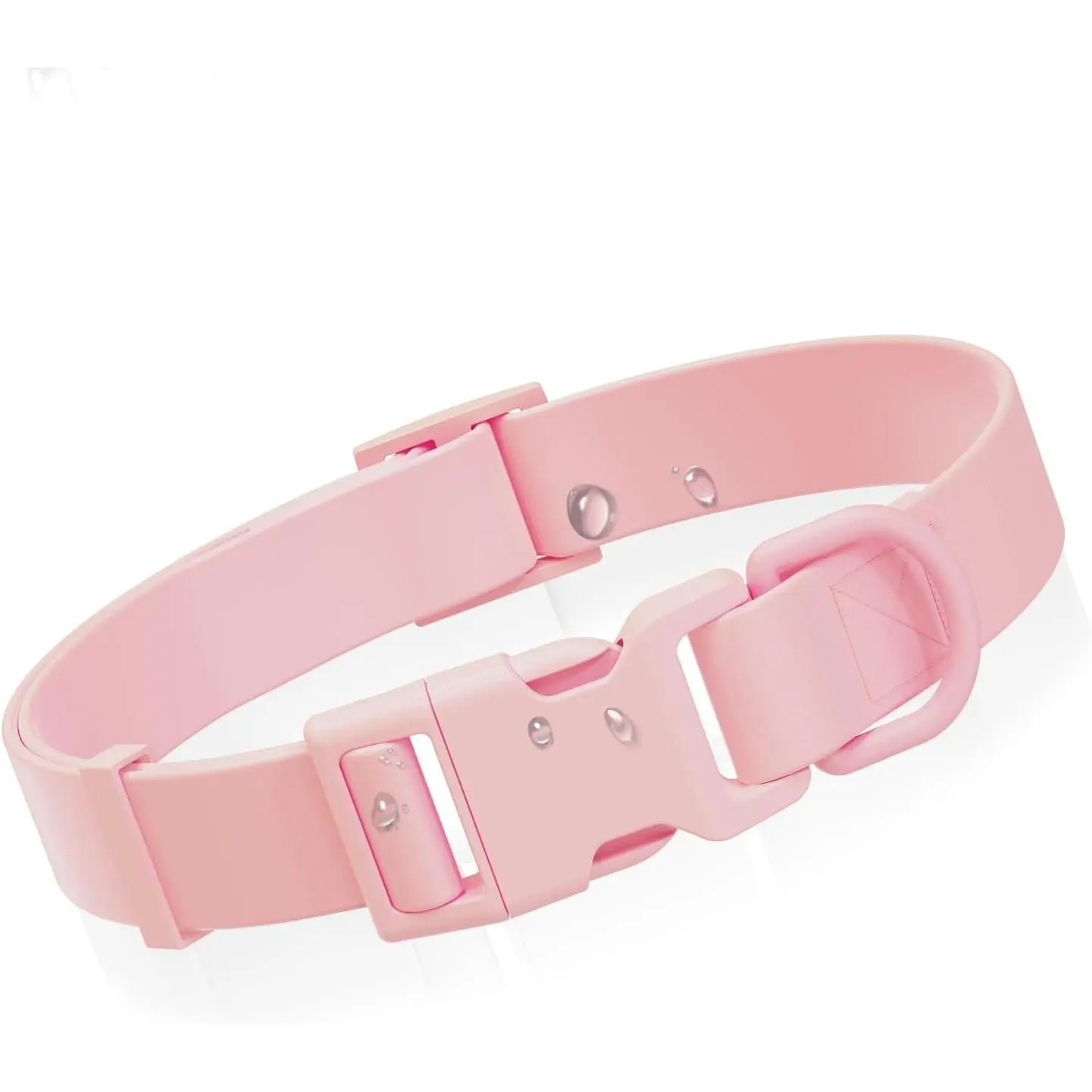 Waterproof Dog Collar, Rubber Adjustable Collars with Quick Release Buckle, Odor-Resistant, Easy to Clean Pet Collars for Small Medium or Large Dogs (Pink, S 9.5-14.1 inch)
