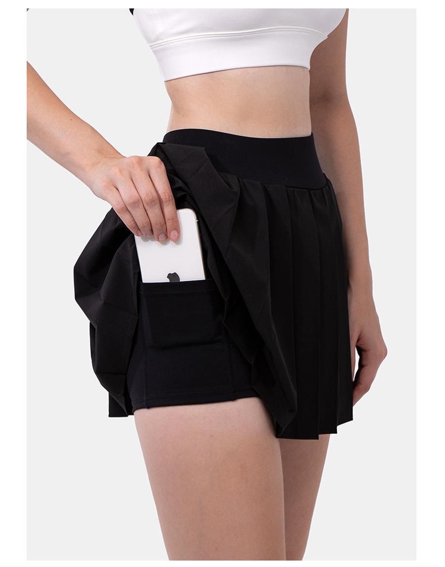 Breezeful High Waisted Pleated 2-in-1 Side & Pocket Asymmetric Hem Quick Dry Mini Dance Skirt Anti glare women's yoga clothes pleated skirt sports short skirt suitable for outdoor running tennis skirt,Daily outfit-02